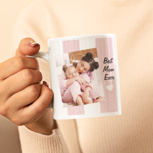 Caneca De Café Foto personalizada rosa - Melhor Mãe Nunca