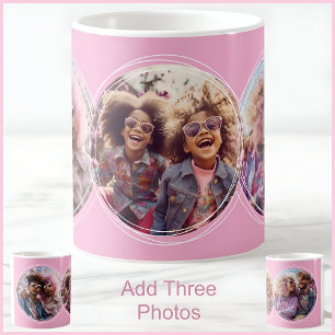 Caneca De Café Foto personalizada rosa personalizada do dia 3 da 