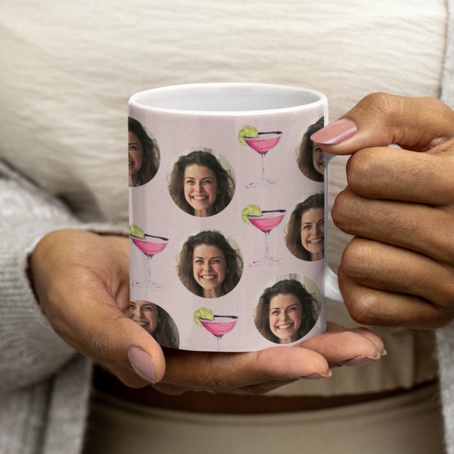 Caneca De Café Foto Personalizada Rosto e Coquetel | Rosa Persona (Criador carregado)