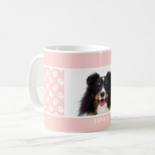 Caneca De Café Foto Pet Personalizada Cor-de-Rosa Esbranquiçada C