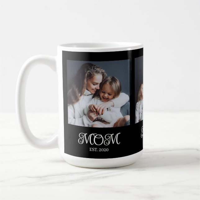 Caneca De Café Foto Preta 3 Estabelecida de Mãe Moderna Script (Esquerda)