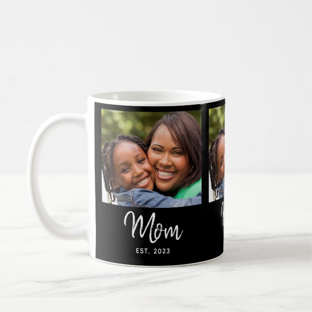 Caneca De Café Foto Preta com Letra Mãe Estabelecida (Esquerda)