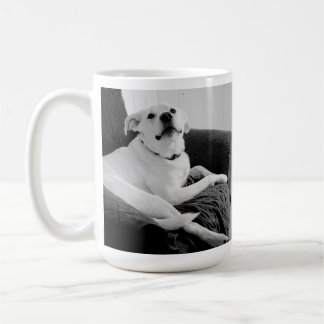 Caneca De Café Foto Preta e Branca de Mensagem de Texto de Cachor