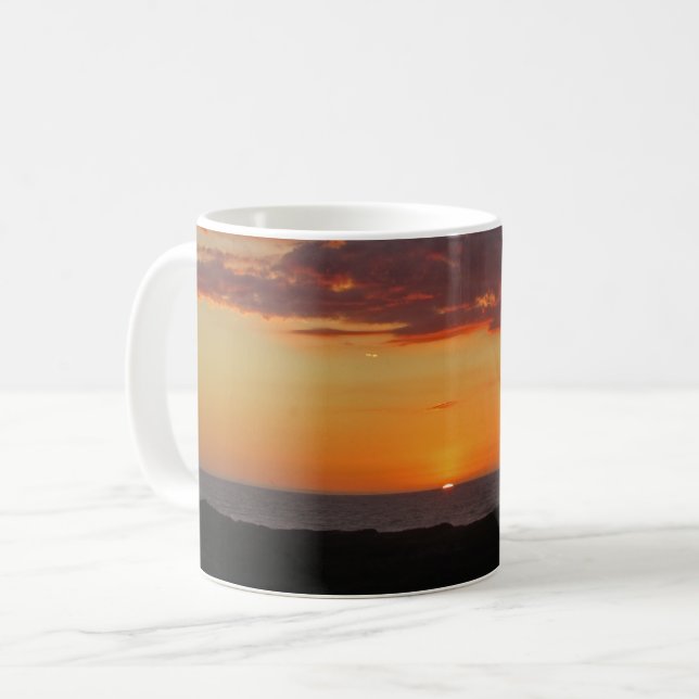 Caneca De Café Foto Sunset Pacific Ocean Sun Setting Beach (Frente Esquerda)
