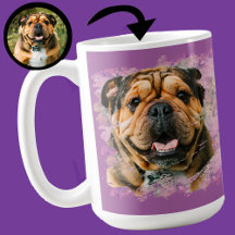 Foto Única de Bulldog Lilás Rosa Grunge para Amant