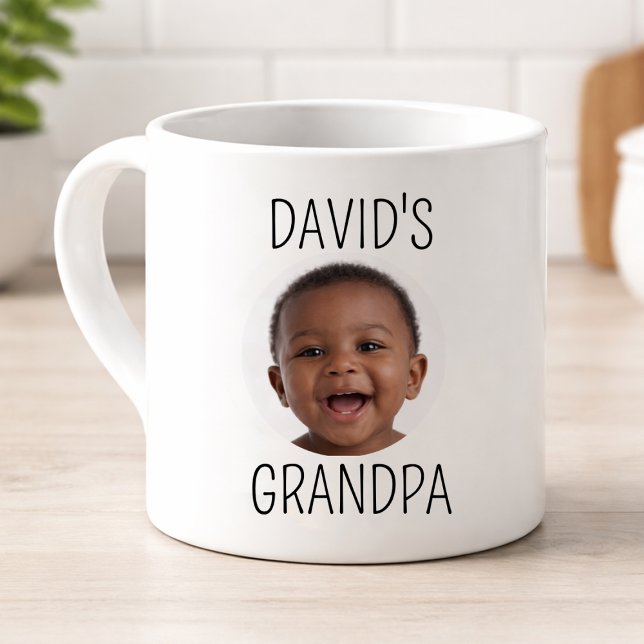 Caneca de Café Foto Vovô Bonito Bebê David (Personalized Grandpa Espresso Mug with Baby Photo Gift)