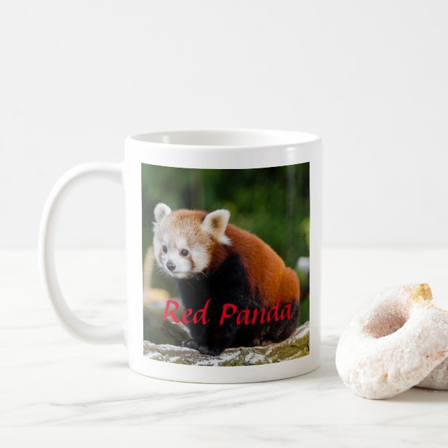 Caneca De Café Fotografia Adorável de Panda Vermelho (Com Donut)