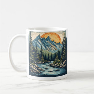 Caneca De Café Fotografia da Natureza do Lago da Floresta da Mont