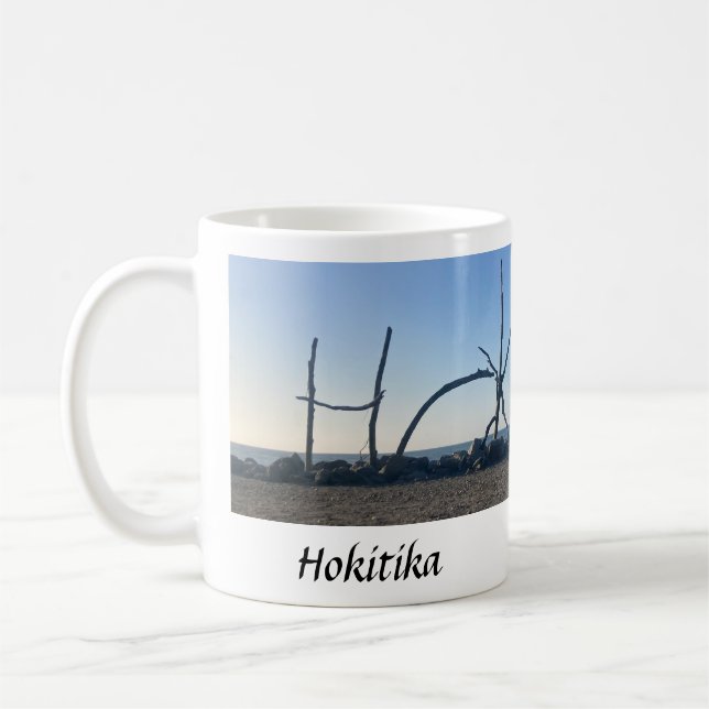 Caneca De Café Fotografia da praia de Hokitika driftwood (Esquerda)
