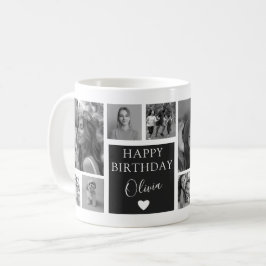 Caneca De Café Fotografia de Aniversário Preto e Branco Moderno 1