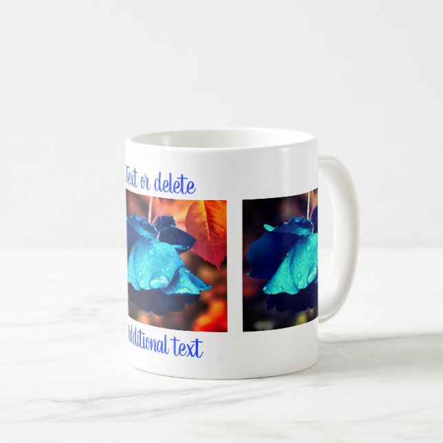 Caneca De Café Fotografia de Arte Floral Rosa Azul Personalizada (Frente Esquerda)
