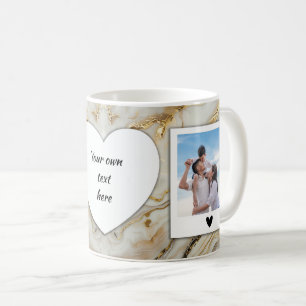Caneca De Café Fotografia e Texto Personalizados - Creme e Dourad