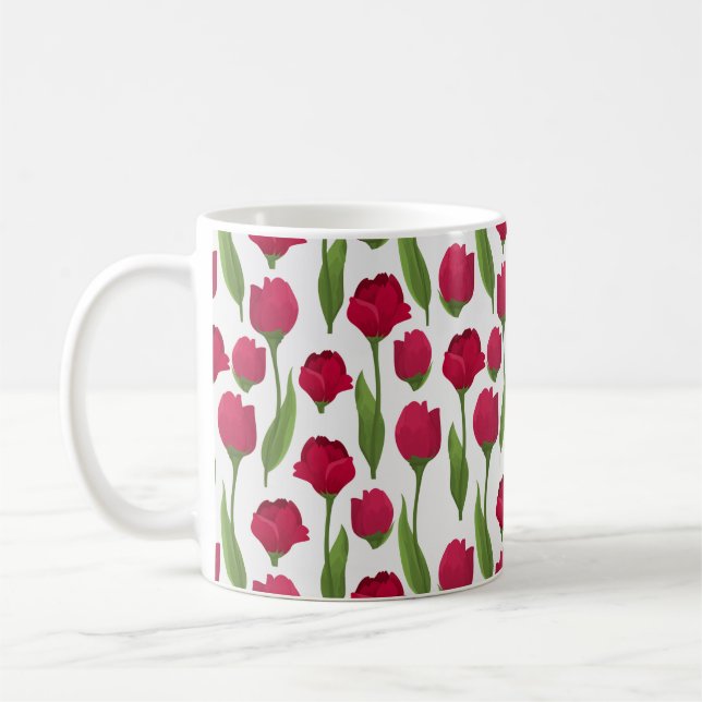 Caneca De Café Fotografia Floral de Tulipa e Rosa Elegante (Esquerda)