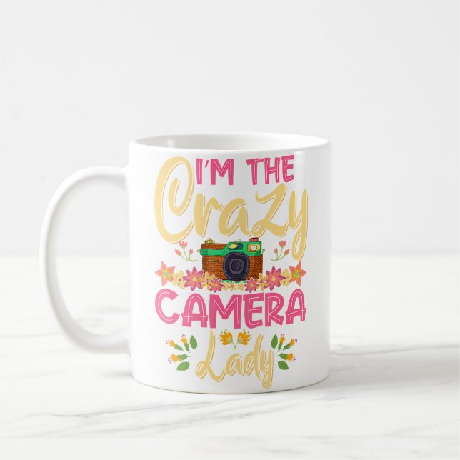 Caneca De Café Fotografia Senhora Louca Câmera Fotógrafa (Esquerda)