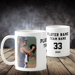 Caneca De Café Fotografias do Número do Jogador de Softball 2