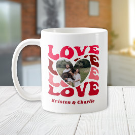 Caneca De Café Fotografias e Nomes Personalizados do Coração do d