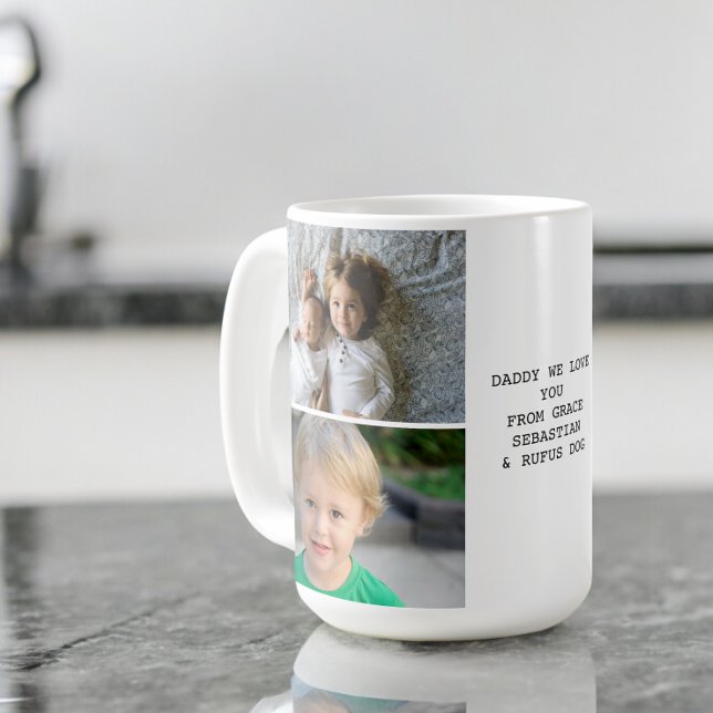 Caneca De Café Fotografias e Texto Personalizados (Personalized Photos and Text coffee Mug from Ricaso. Add 4 photographs and your own text message)