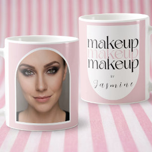 Caneca De Café Fotom Rosa Bege Artista de Maquiagem Fofa