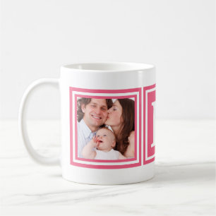 Caneca De Café Fotos bonito do rosa 2 com grande monograma