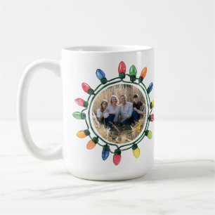 Caneca De Café Fotos Coloridas de Luzes de Natal em Família