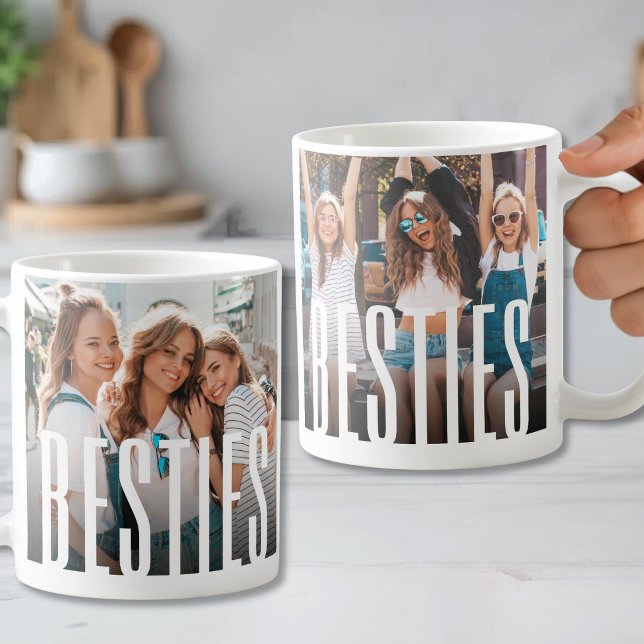 Caneca De Café Fotos de Melhores Amigas Simples Modernas (Simple Modern Besties Best Friend Photo Coffee Mug )