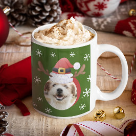 Caneca De Café Fotos de Natal de Cães com Papais noeis Reindeer A