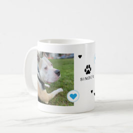 Caneca De Café Fotos do Modern Dog 2 Corações Nome