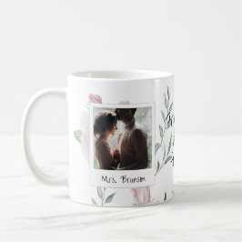 Caneca De Café Fotos e Molduras da Noiva Rosas Rosa Fofas