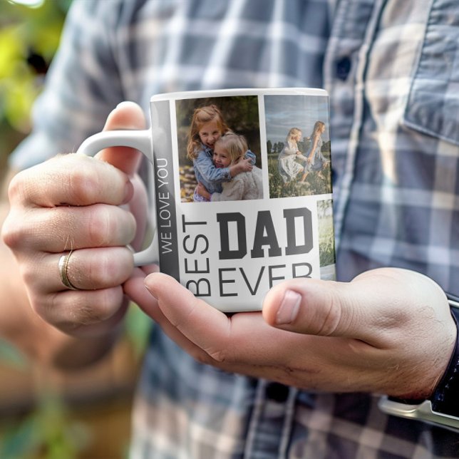 Caneca De Café Fotos personalizadas do melhor Pai (Create your own Best Dad Ever Personalized Photo Collage Mug by MINTIC DESIGN STUDIO)