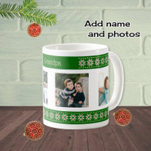 Fotos personalizadas e padrão de natal verde
