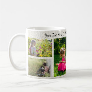 Caneca De Café Fotos Personalizados/Texto Elegante Cinza Minimali