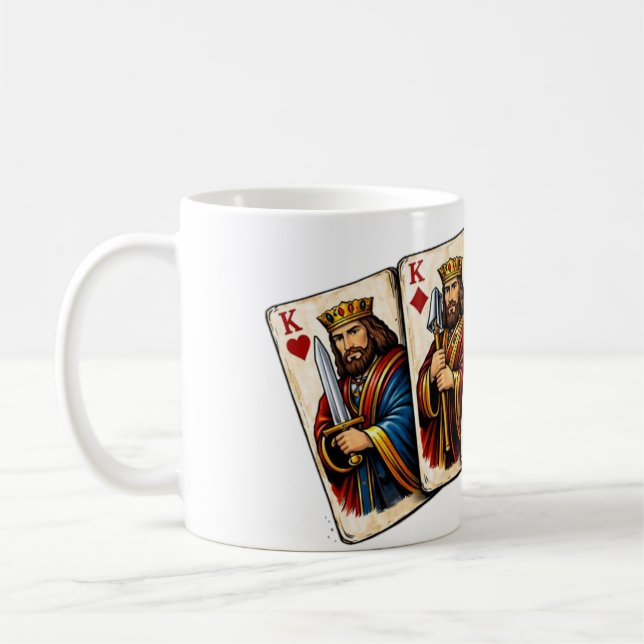 Caneca De Café Four Kings Playing Cards Design (Esquerda)