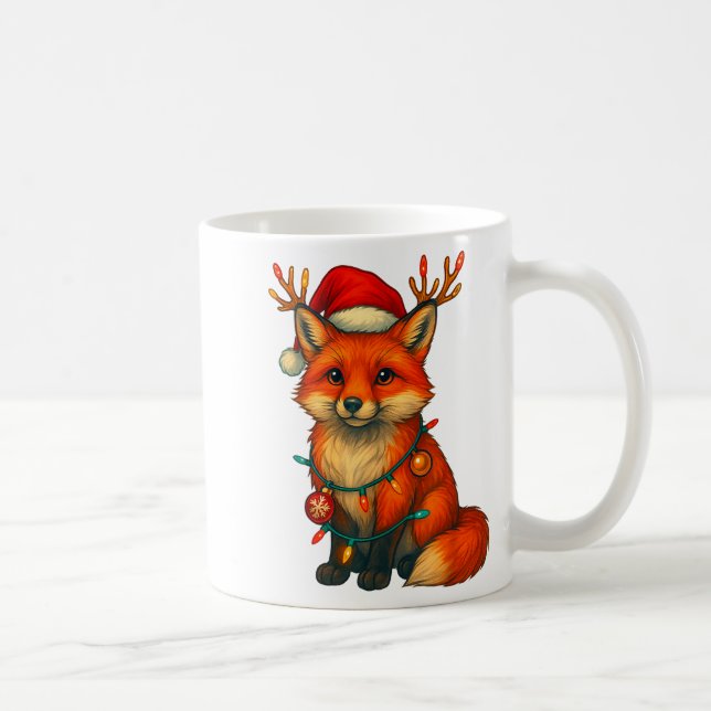 Caneca De Café Fox Christmas Lights Xmas  (Direita)