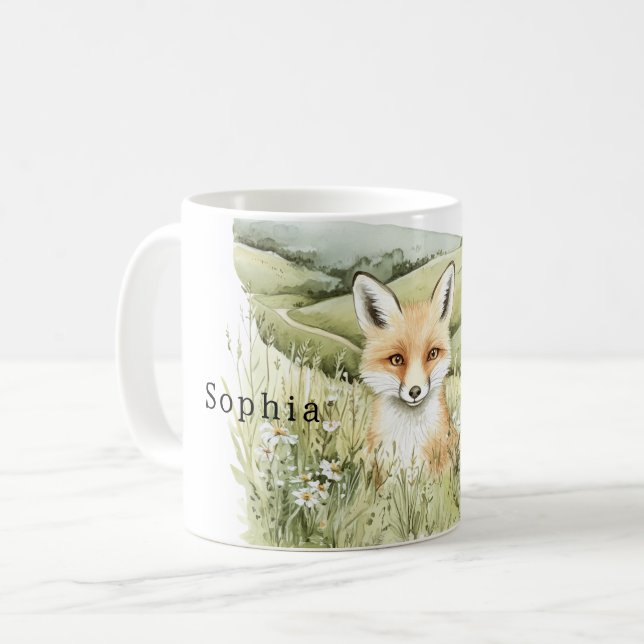 Caneca De Café Fox Daisy Flowers (Frente Esquerda)