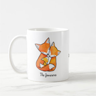 Caneca De Café Fox Family Mãe pai bebê Amor Família Nome perso