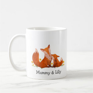 Caneca De Café Fox Mãe e Filho Mug Personalizados - Nomes Persona