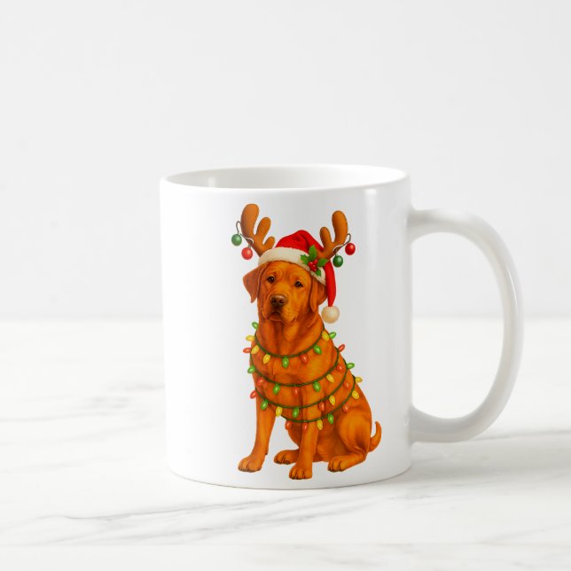 Caneca De Café Fox Red Lab Christmas Tree Light Pajama Labrador D (Direita)