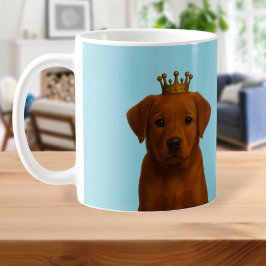 Caneca De Café Fox Red Labrador Puppy em Dourada Coroa
