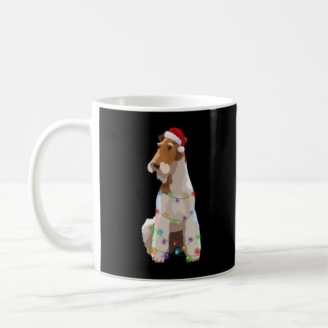 Caneca De Café Fox Terrier Christmas Lights Xmas Dog Lover  (Esquerda)