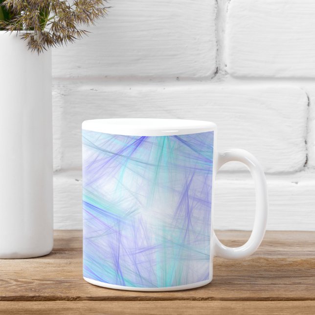 Caneca De Café Fractal Azul Verde Abstrato (Criador carregado)