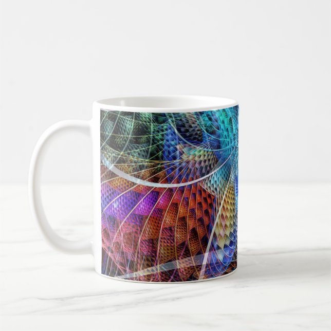 Caneca De Café Fractal de apófise abstrato X (Esquerda)