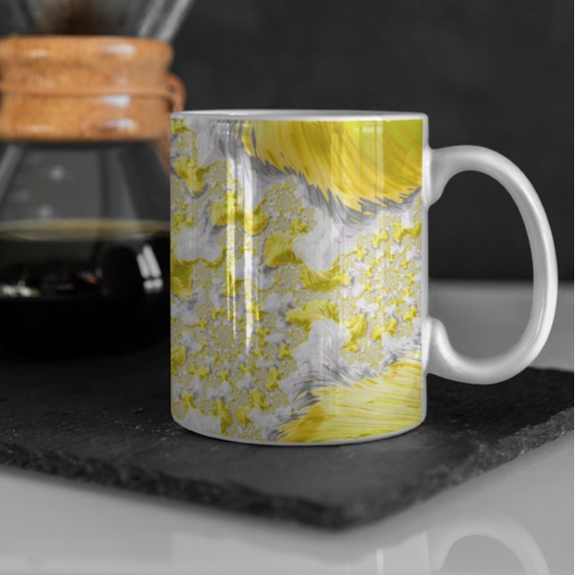Caneca De Café Fractal Dourado abstrato (Criador carregado)
