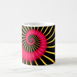 Caneca De Café Fractal em Espiral Rosa e Amarelo Neon