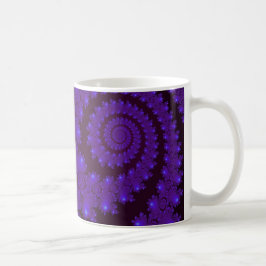 Caneca De Café Fractal espiral azul e preto