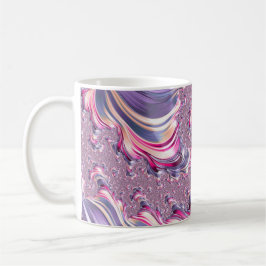 Caneca De Café Fractal espiral roxa-abstrato cor-de-rosa
