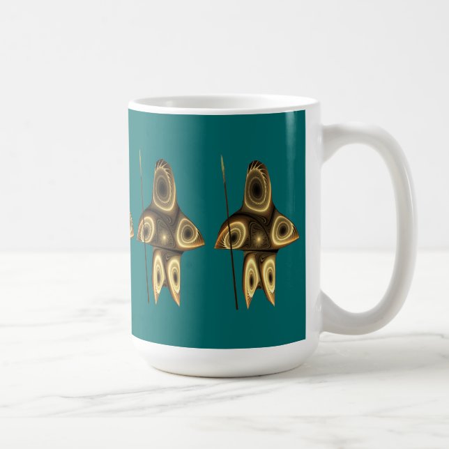 Caneca De Café Fractal Inuit Hunter (Direita)