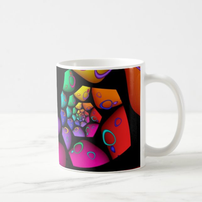 Caneca De Café Fractal jazzístico do arco-íris (Direita)