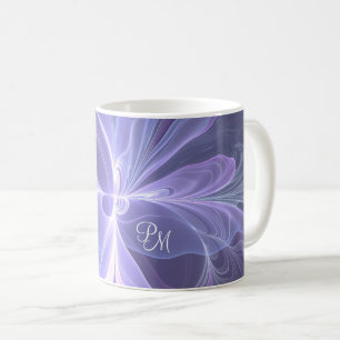 Caneca De Café Fractal moderno do abstrato do roxo do monograma
