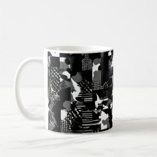 Caneca De Café "Fractura" - Padrão de Camuflagem Preto e Branco