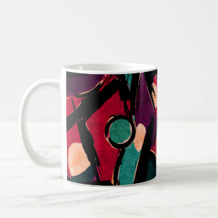Caneca De Café fragmento de pintura moderna abstrato acrílico. C
